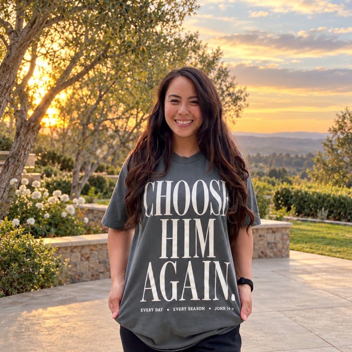Choose Him Again Tee: 100% US grown cotton - Apostle Living Inc