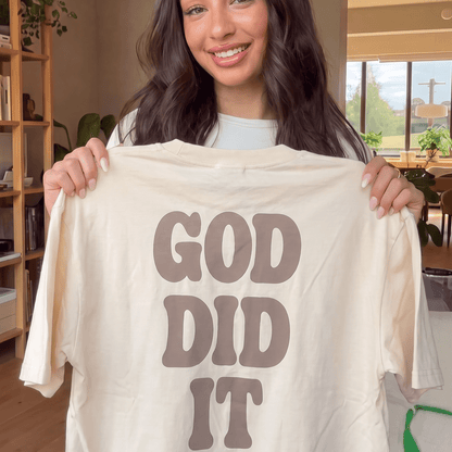 God Did It - Oversized Tee: 100% ring-spun cotton - Apostle Living Inc