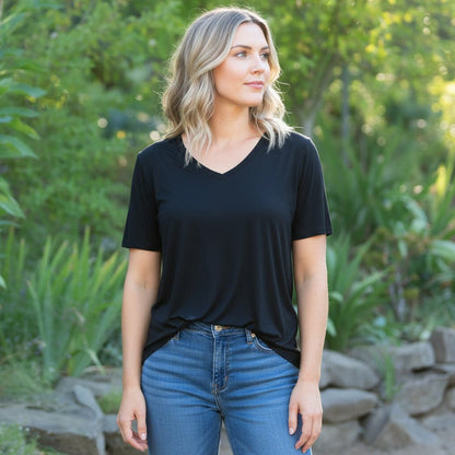Women's Premium Lyocell V-Neck: Soft, Cool, Everyday Essential - Apostle Living Inc