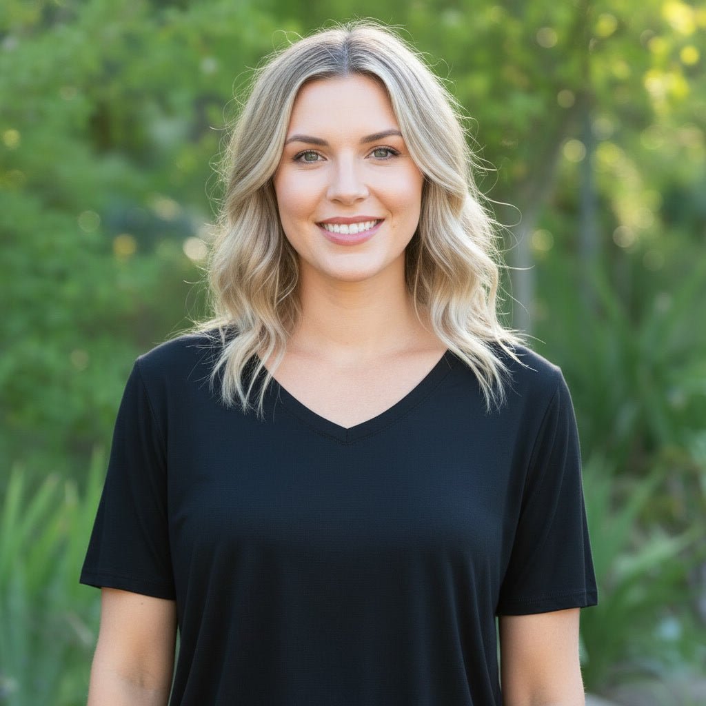 Women's Premium Lyocell V-Neck: Soft, Cool, Everyday Essential - Apostle Living Inc